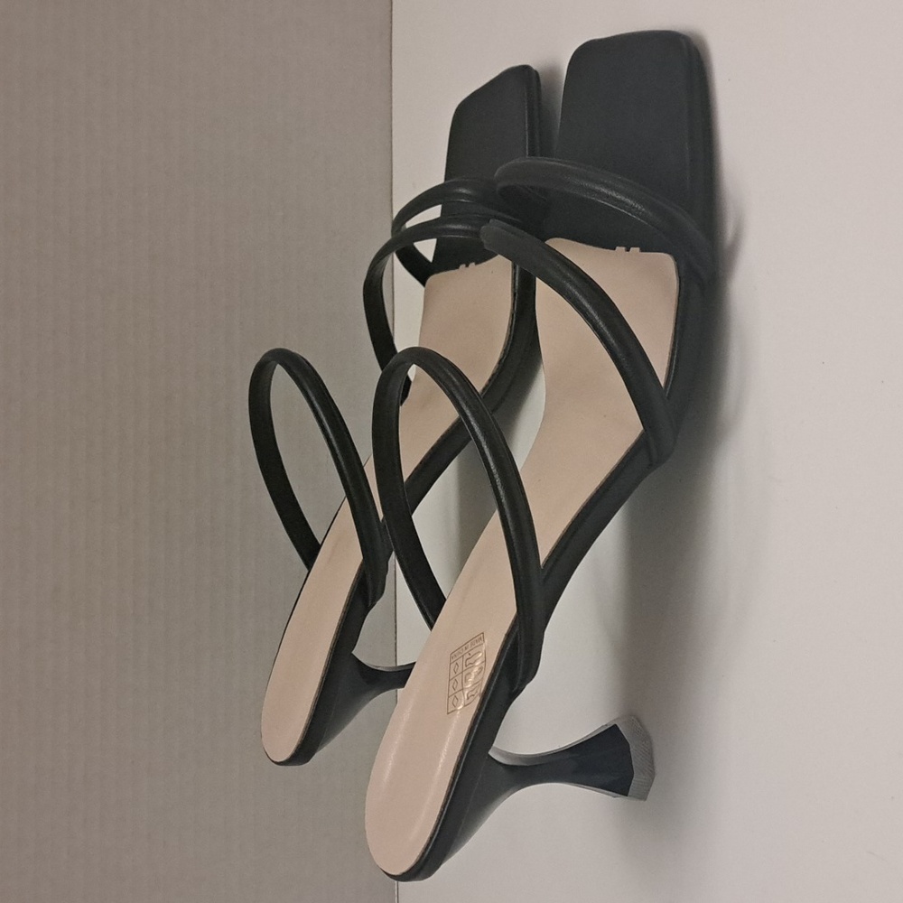 Strappy, black kitten heel sandal size 9.